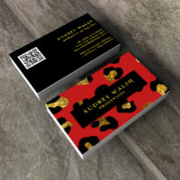 QR CODE Glam Glitter Gold Red Leopard print Luxury