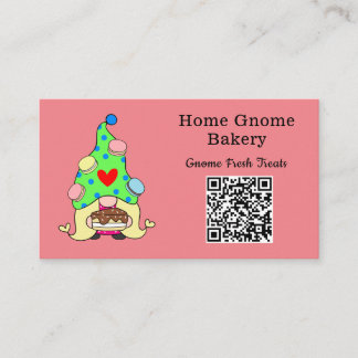 QR Code Gnome Hometown Bakery Pink Business Card