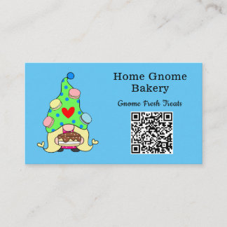 QR Code Gnome Hometown Bakery Sky Blue Business Card