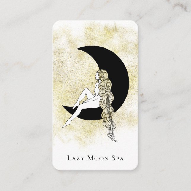 *~* QR code GODDESS Woman on Moon Celestial Business Card (Front)
