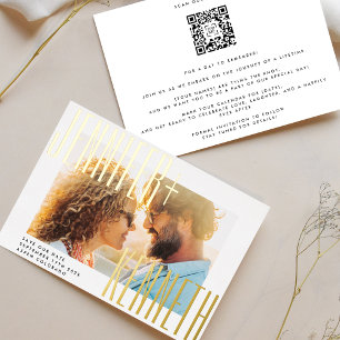 QR CODE GOLD BOLD NAMES PHOTO SAVE THE DATE
