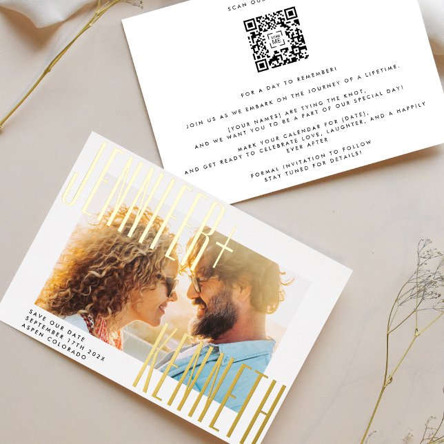 QR CODE GOLD BOLD NAMES PHOTO SAVE THE DATE (Creator Uploaded)