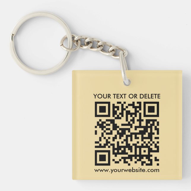 QR Code Gold Modern Elegant Square Single Sided Key Ring (Front)