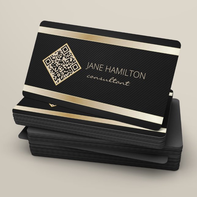 QR Code Gold Modern Profile Business Card (Creator Uploaded)