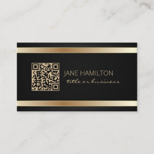QR Code Gold Modern Profile Business Card