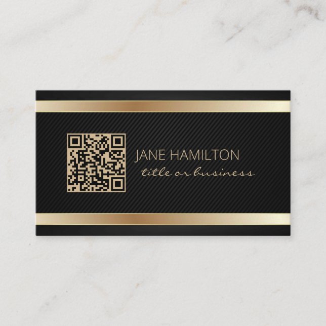 QR Code Gold Modern Profile Business Card (Front)