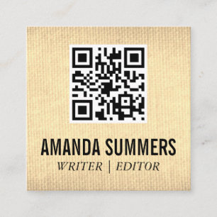 QR Code Gold Texture Fabric Square Business Card