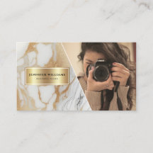 QR Code Gold White Marble Photographer Modern