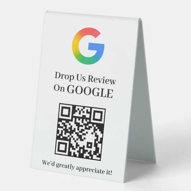 QR Code Google Review Pedestal Display Style (Front)