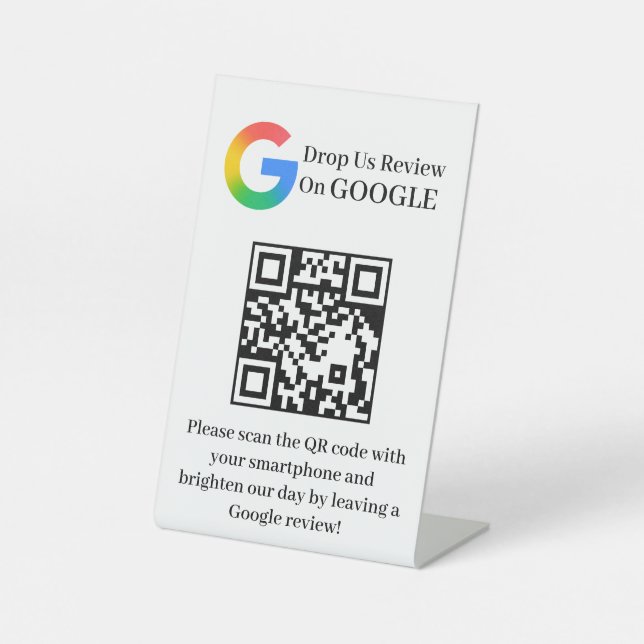 QR Code Google Review Pedestal Display Style Sign (Front)
