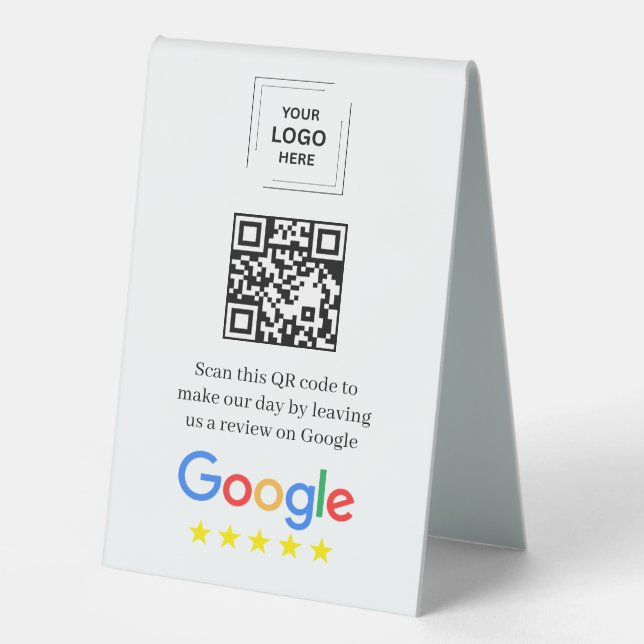QR Code Google Review Table Tent Display (Front)