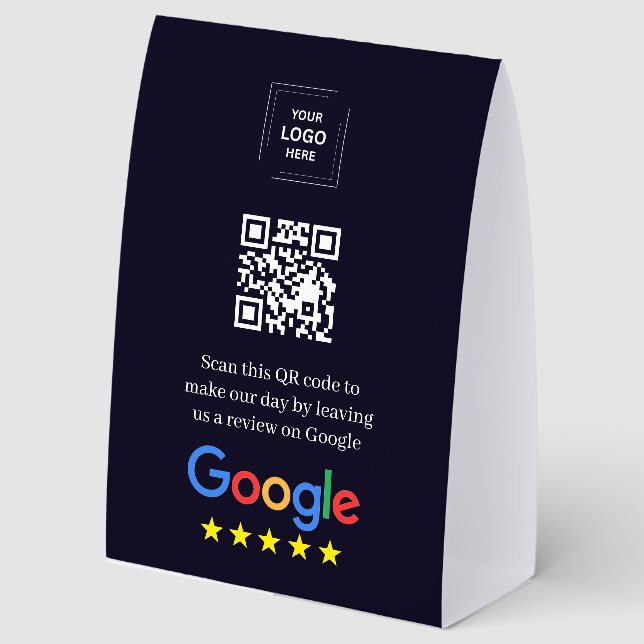 QR Code Google Review Table Tent Display (Front)