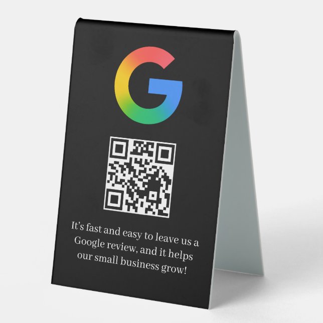 QR Code Google Review Table Tent Display (Front)