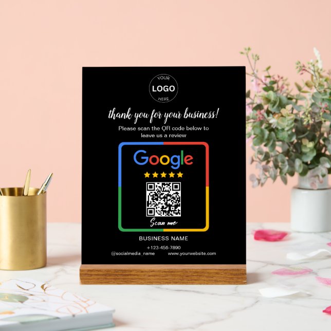 Qr Code Google Reviews Business Logo Acrylic Sign (Wedding)