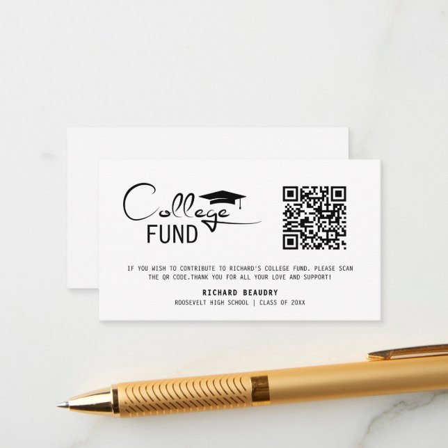 QR Code Graduation College Fund  Enclosure Card (Front/Back In Situ)
