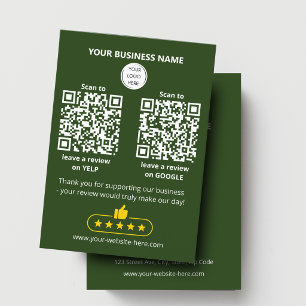 QR code Green Business Review GOOGLE and YELP Card