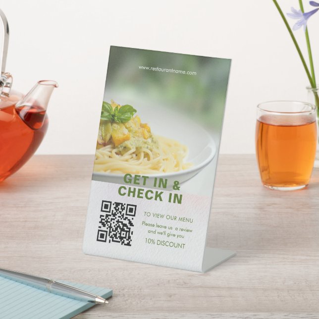 QR Code Green Digital Menu Add URL Pedestal Sign (In SItu)