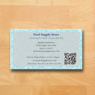 QR Code Grey Blue Swimming Pool Contractor   Business Card