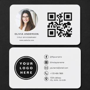 QR Code Grey Photo Business Card