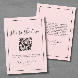 QR Code Guest Photo Sharing Blush Pink Wedding Enclosure Card