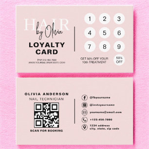 QR Code Hair Salon Blush Pink Loyalty Card