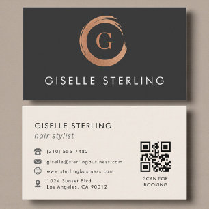 QR Code Hair Stylist Minimalist Business Card