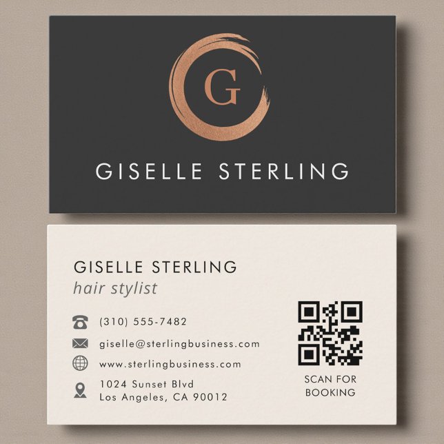 QR Code Hair Stylist Minimalist Business Card (Creator Uploaded)