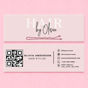 QR Code Hair Stylist Modern Typography Mini Business Card