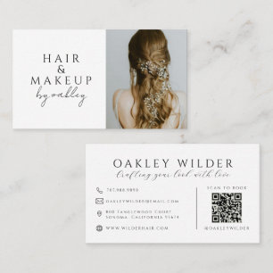 QR Code Hair Stylist Photo Business Card