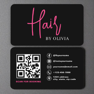 QR Code Hairdresser Modern Typography  Business Card