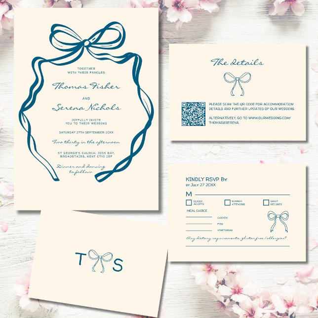 QR Code Hand Drawn Doodle Bow Enclosure Card (Creator Uploaded)
