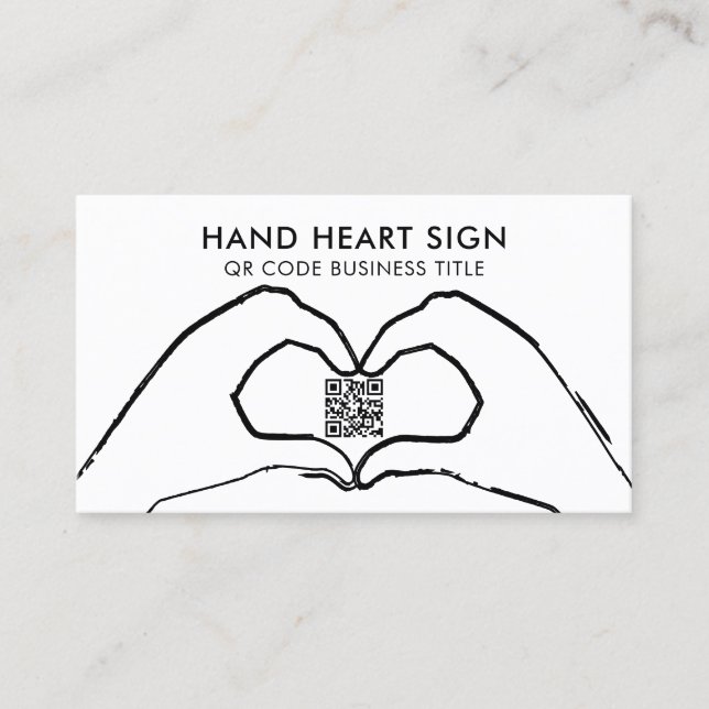QR Code Hand Heart Love Modern Business Card (Front)