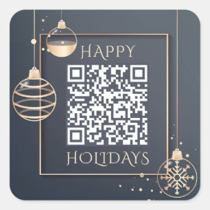 QR Code Happy Holidays Corporate Christmas Modern Square Sticker