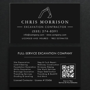 QR Code Heavy Equipment Excavation Operator Business Card