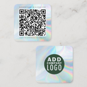 QR Code Holographic Company Logo Square Business Card