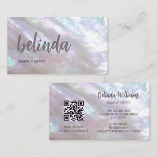 QR Code Holographic Makeup Artist Business Card
