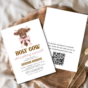 QR Code Holy Cow Western Cowgirl Bridal Shower Invitation