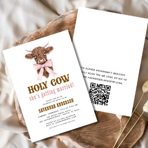 QR Code Holy Cow Western Cowgirl Bridal Shower Invitation