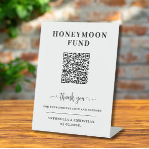 QR Code Honeymoon Fund wedding Pedestal Sign