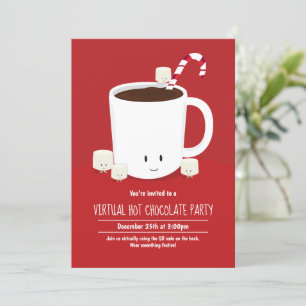 QR Code Hot Chocolate Virtual Christmas Party Invitation