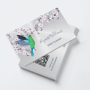 QR Code Hummingbird Girly Shiny Business Card