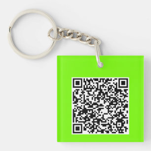QR code in fluorescent green Key Ring
