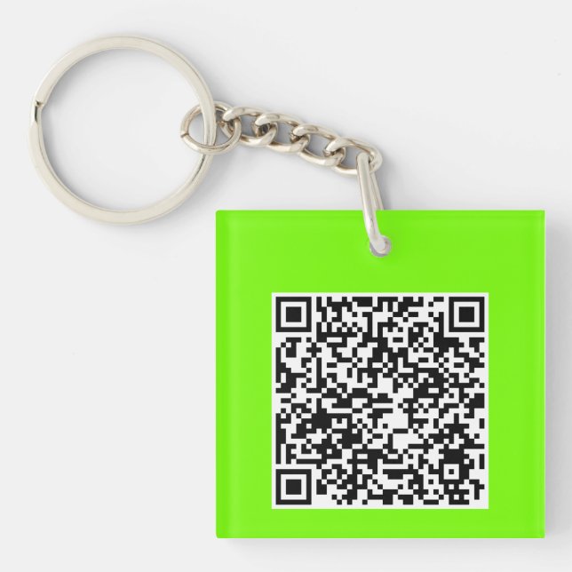  QR code in fluorescent  green   Key Ring (Front)
