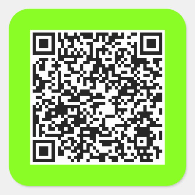  QR code in fluorescent  green  Square Sticker (Front)
