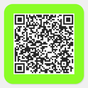QR code in fluorescent  green  Square Sticker