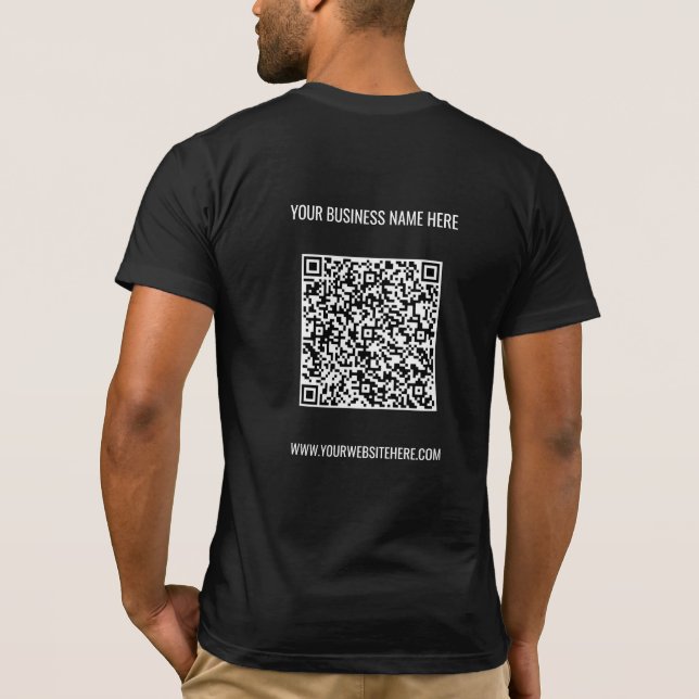 QR Code Info Custom Text Your Business T-Shirt (Back)