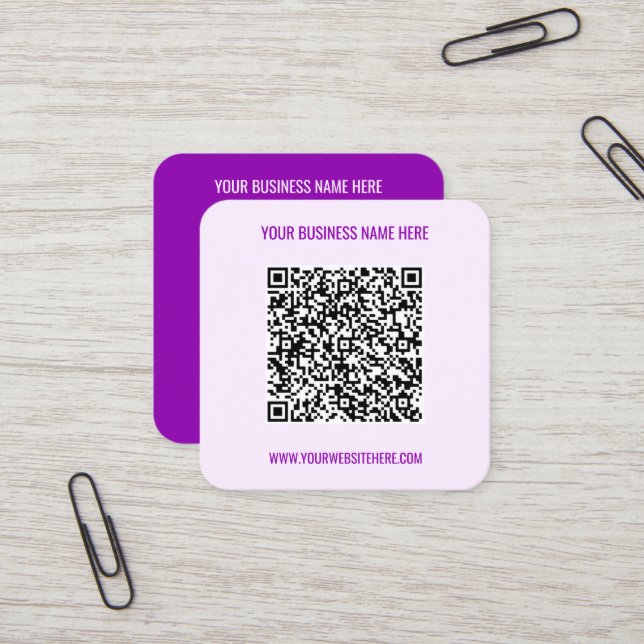 QR Code Info Name Website Your Colour Business Car Square Business Card (Front/Back In Situ)