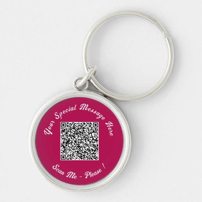 QR Code Info Special Text and Colours Keychain Gif (Front)
