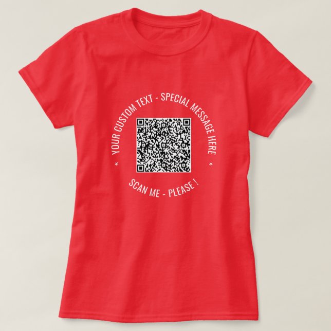  QR Code Info Text Colours Personalised T-Shirt (Design Front)