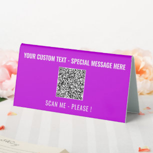 QR Code Info Your Text and Colours Table Tent Sign